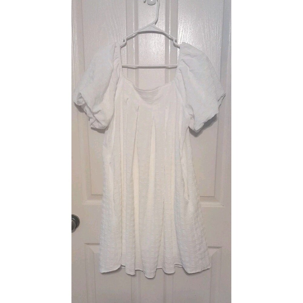 Ces Femme White Boho Below Knee Dress With Pockets. Medium.b64
